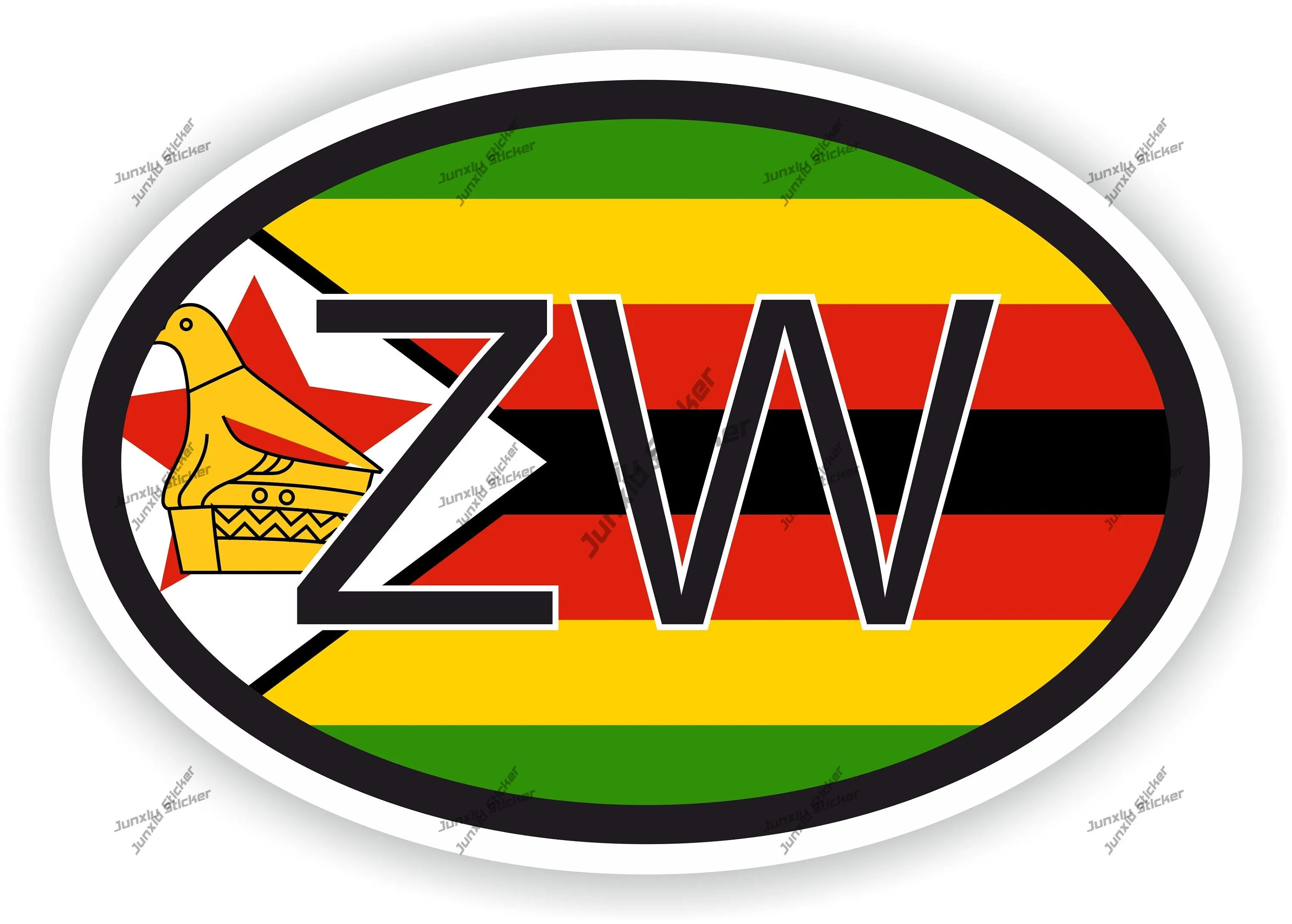 

Zimbabwe Zw Country Code Flag Oval Sticker Accessories For The Car Decoration 4x4 Off Road Voiture Course Funny Decoration Decal