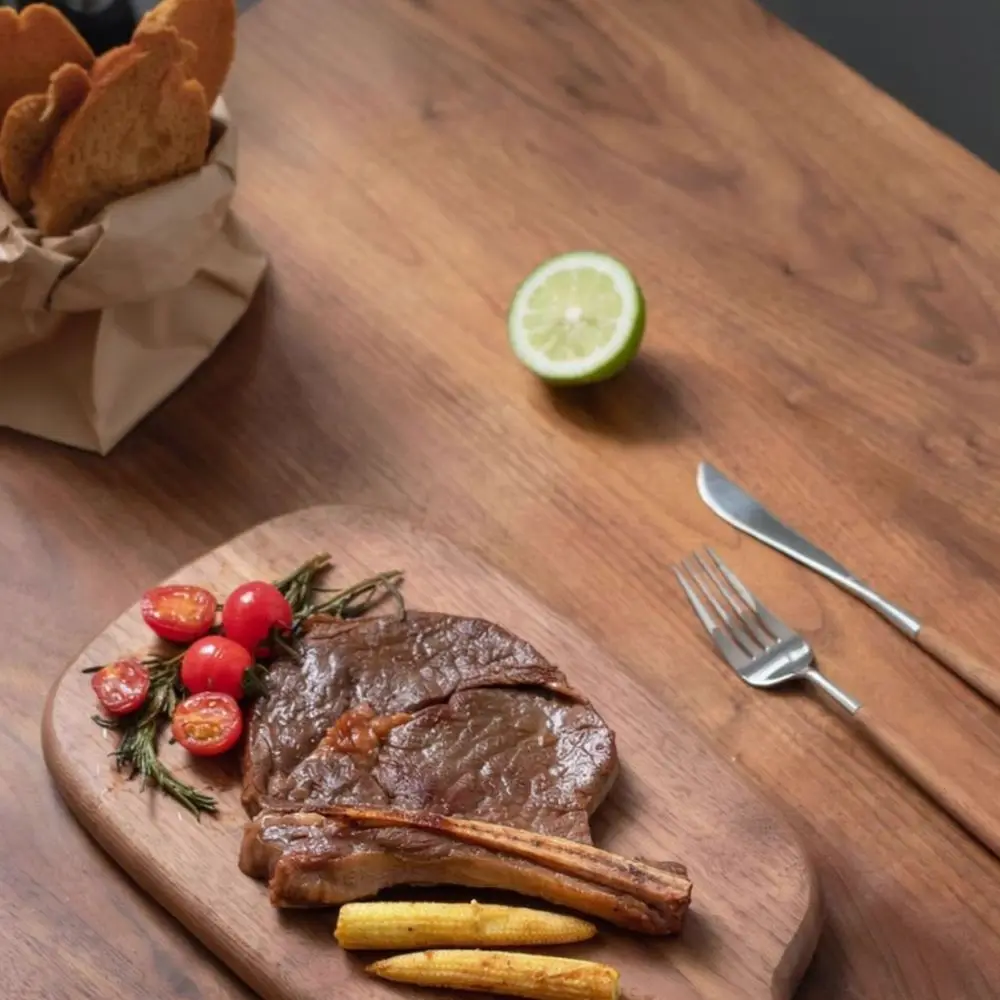 Solid Walnut Wood Serving Board Natural Kitchen Chopping Block For Steak Pizza Bread Fruit Meat Serving Tray Wooden Platter