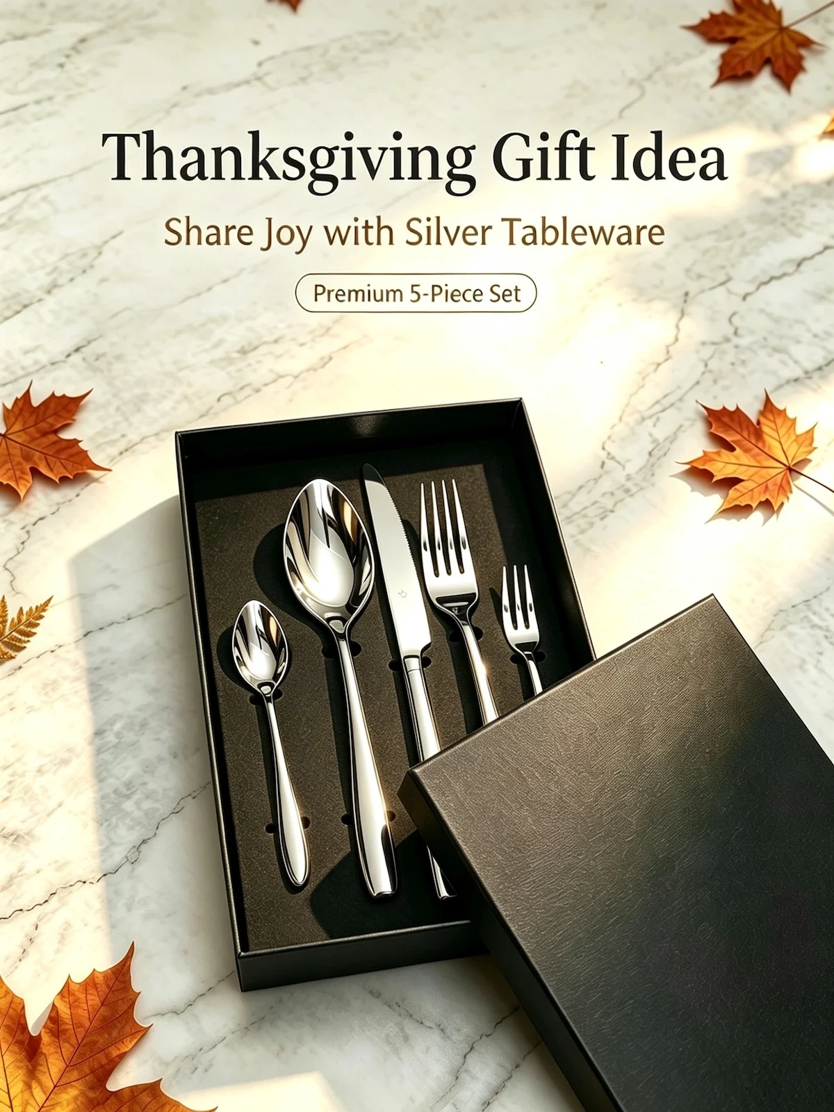 Slim Streamlined Stainless Steel 420/304 Cutlery Set, Exquisite Gift Flatware for Thanksgiving Table Decoration