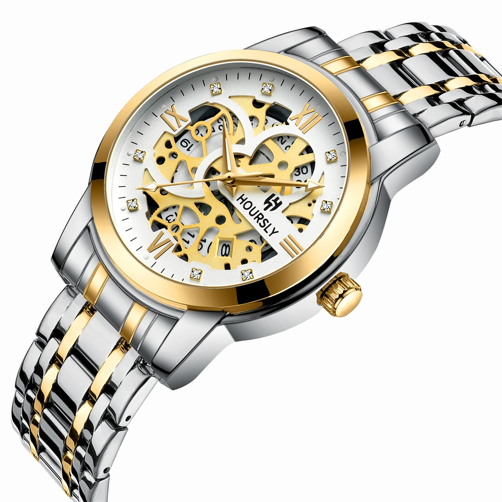 New business leisure men\'s quartz watch fashionable and trendy lifestyle waterproof night light diamond inlaid quartz watch