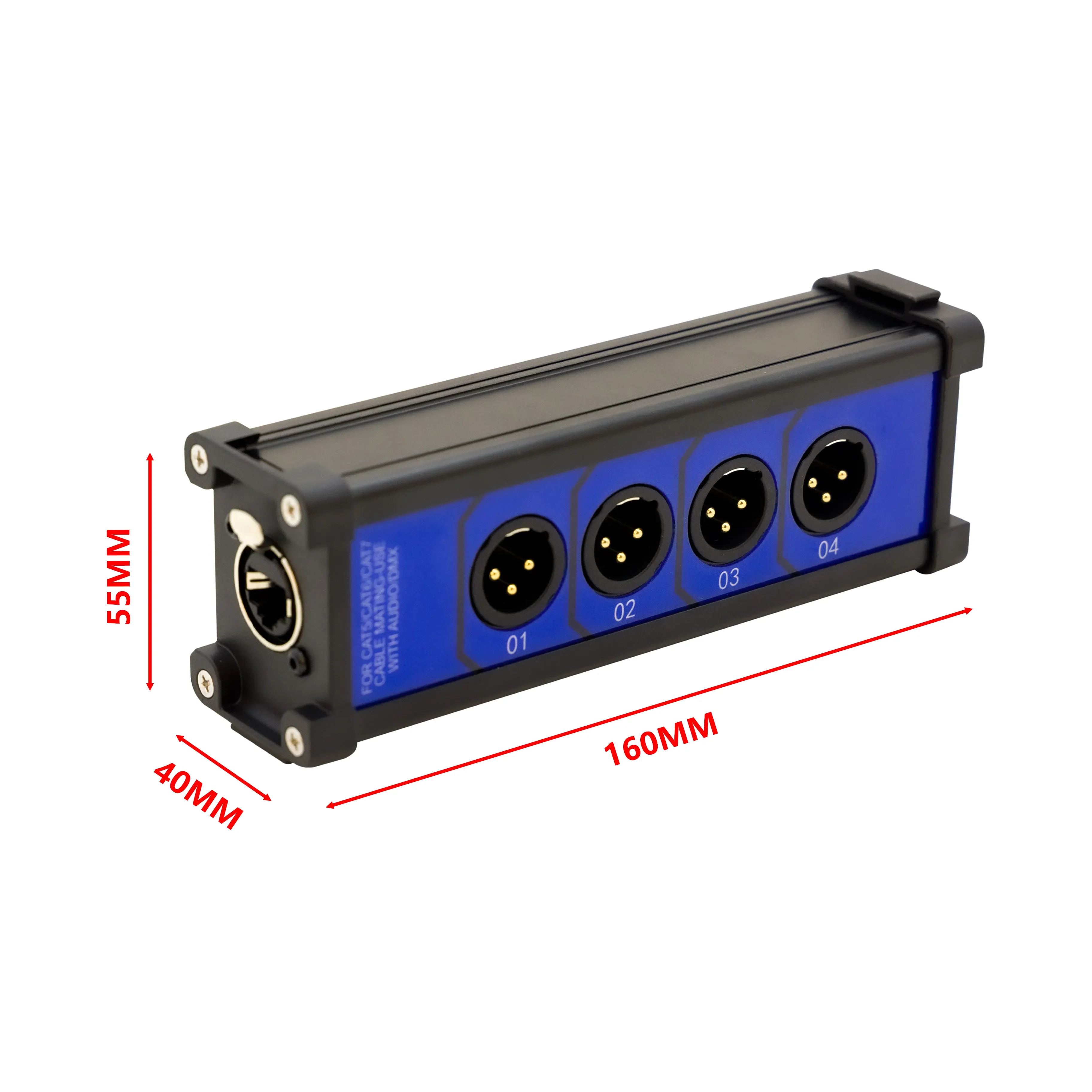 Pro-C New Aluminum Ethernet Converter DMX RJ45 CAT6 To 4 3Pin XLR Connectors Adaptor Signal Extender Box with Power Switch