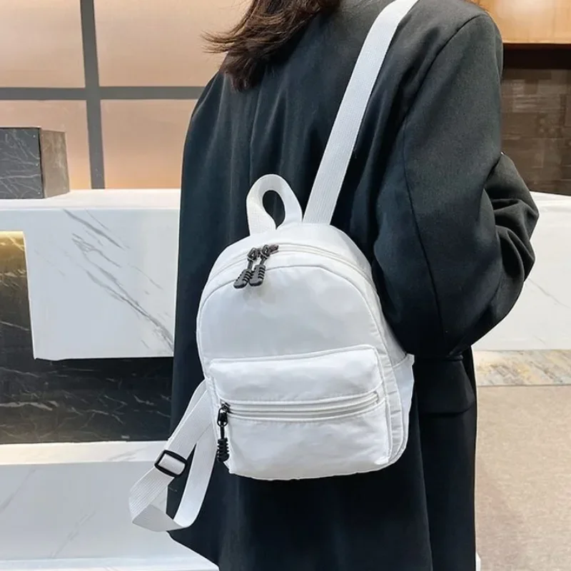 

Mini Women's Backpacks 2024 Trend Nylon Female Bag Small School Bags White Rucksack for Teen Girls Fashion Casual Backpack