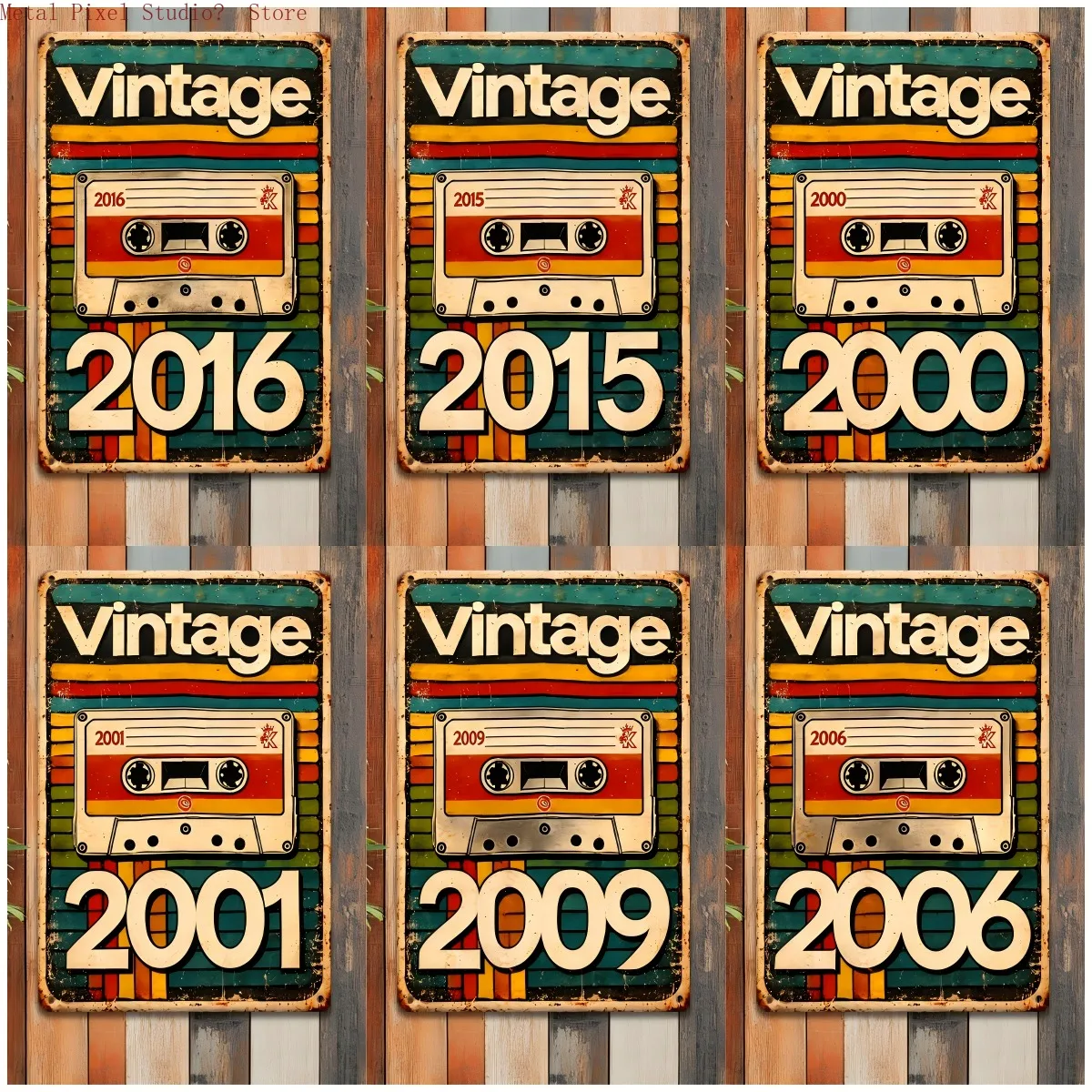 Vintage Cassette Tape Year Metal Tin Sign, Retro 80s 90s Music Wall Decor, Nostalgic Audio Cassette Plaque for Home Bar Pub Man