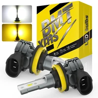 BMTxms 2 Piezas H8 H11 Bombillas LED para Faros Antiniebla, Lámpara para Auto H16JP HB4 9006 9005 LED DRL, Luz de Doble Color, Blanco 6500K, Amarillo 3000K