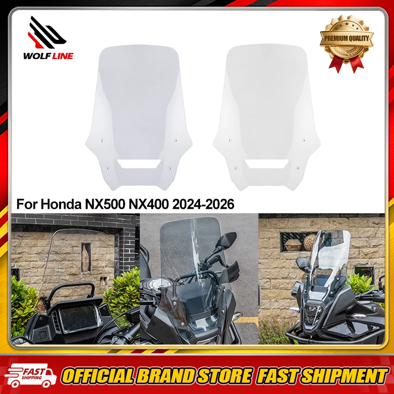 WOLFLINE Windscreen Windshield For Honda NX500 NX400 nx 500 2024 2025 2026 Motorcycle Windproof Wind Screen Deflector NX 400 500