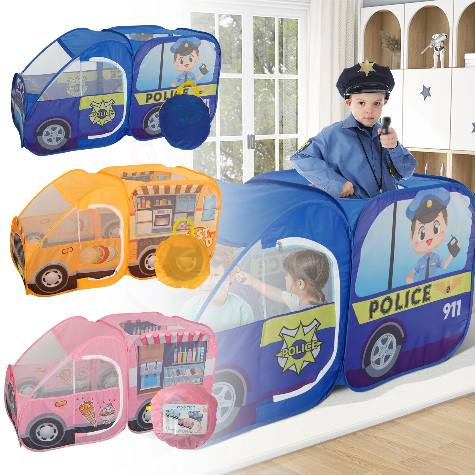 

Детский грузовик для еды, Игровая палатка с сумкой для хранения, выдвижная Игровая палатка, портативная детская игровая палатка, Складная Многофункциональная игрушка для ролевых игр