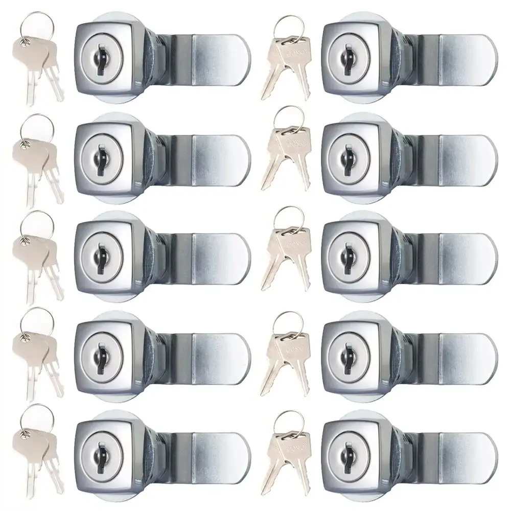 

10PCS Zinc Alloy Industrial Cam Lock Distribution Box Switch Electric Cabinet Lock Mailbox File Cabinet Turn Tongue Lock+Keys