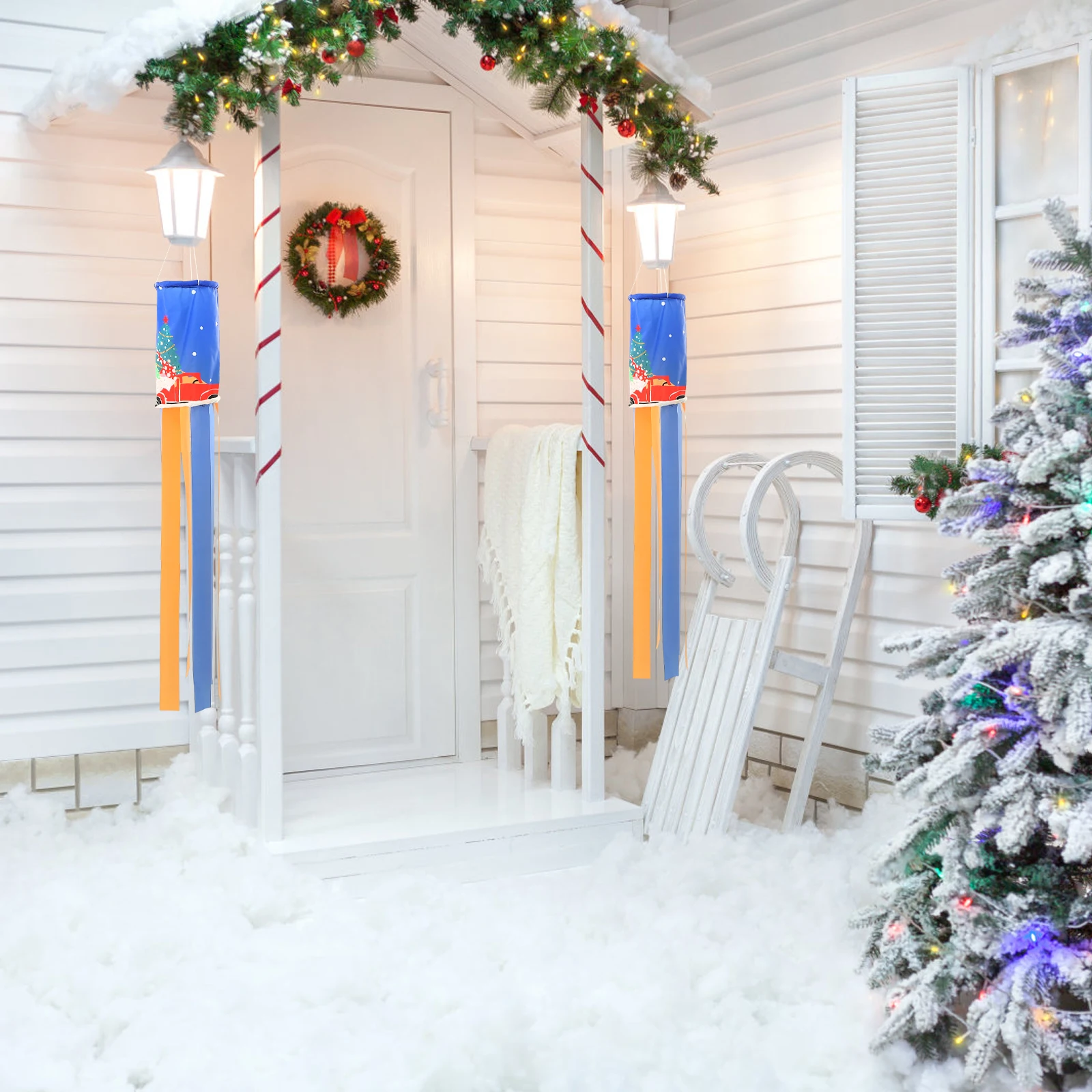 

Decorative Windsock Flag Christmas Hanging Outdoor Garden Lawn Yard Xmas Party Decoration Christmas Wind Sock Xmas Windsock