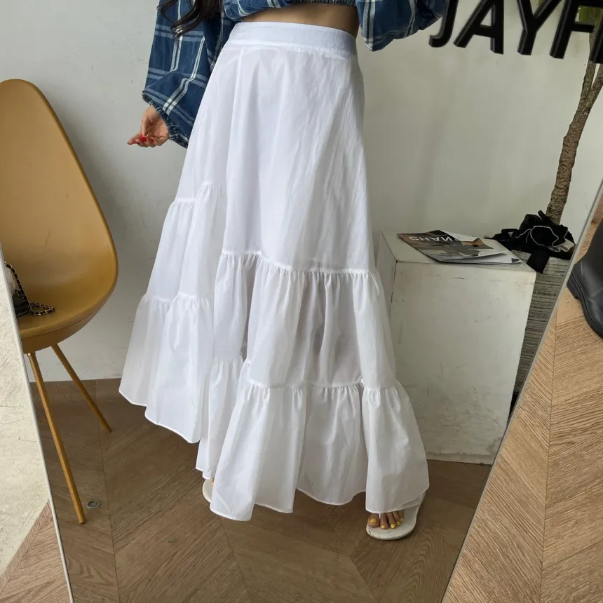 

Spring Faion Elastic Waist f-length Pure Color Skirt Korean Sle Women's Regular Fit Inner Wear Casual Versatile Skirt