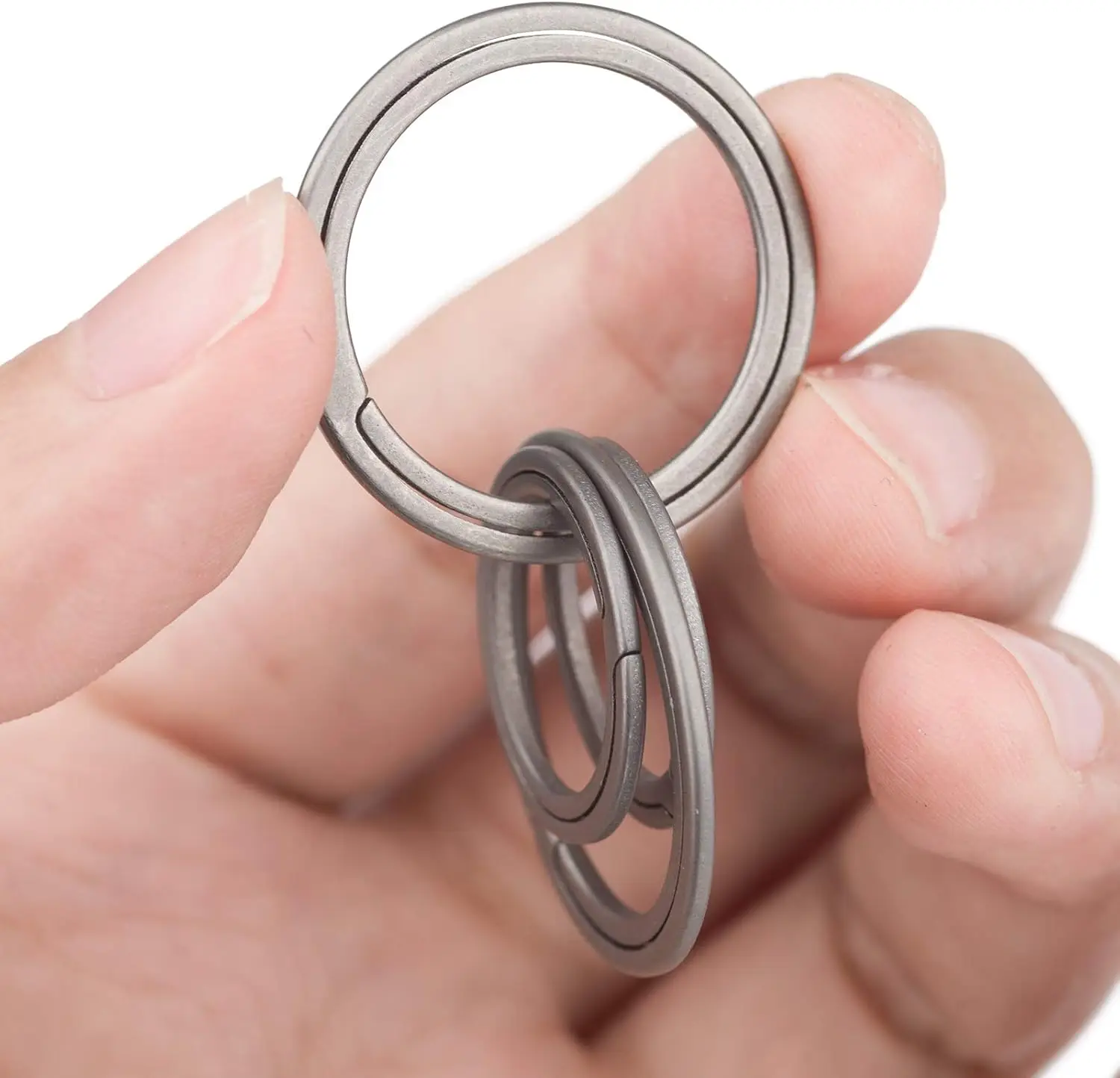 Titanium Keychain Rings,M size,Split Side Pushing Key Rings Heavy Duty Black Key Ring For Key Chain Carabiner Dog Tag Ring