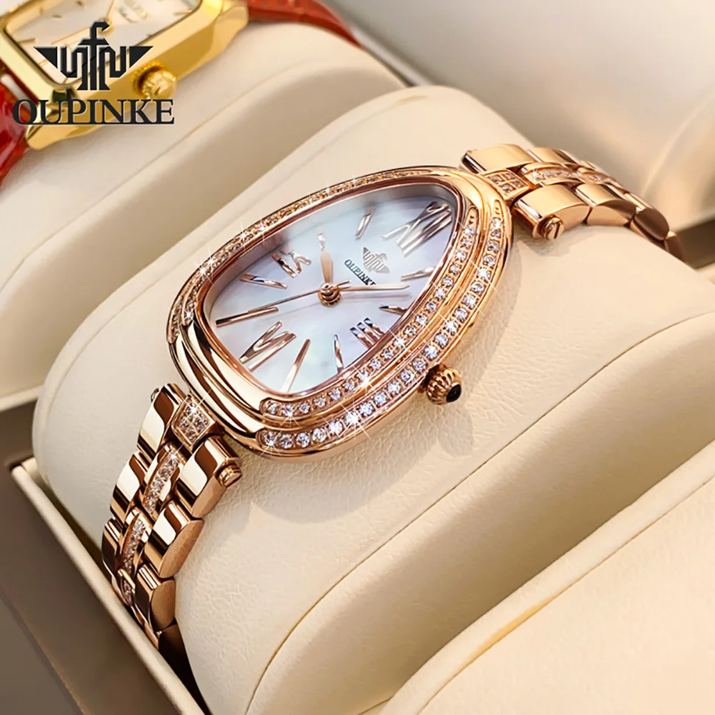 OUPINKE 3192 Luxury Diamond Women Watch Swiss Movement Quartz Women's Watch Classic Waterproof Sapphire Mirror Women Set Reloj