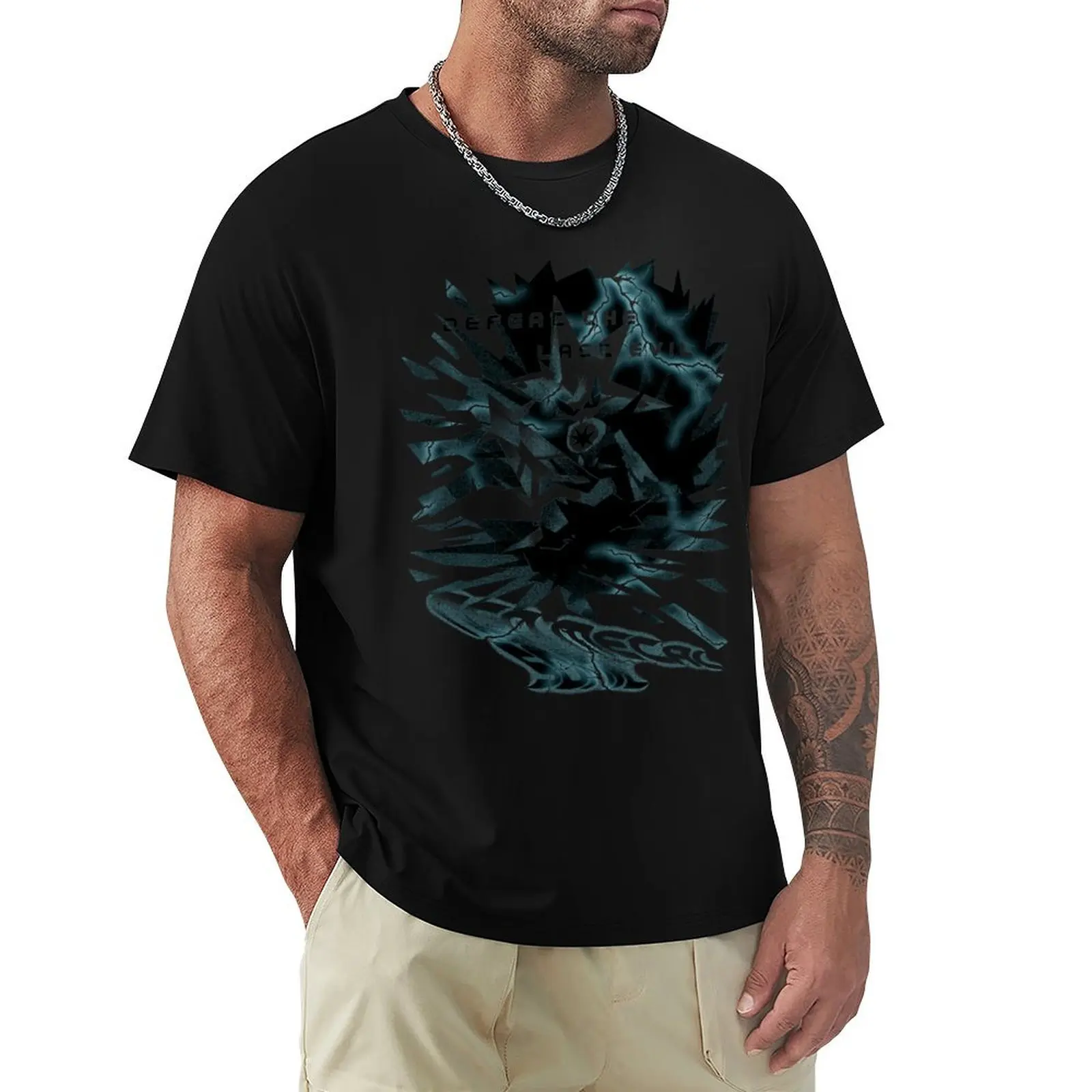 

defeat the last evil T-Shirt shirts graphic tee luxury designer topping Aesthetic clothing mens designer clothes