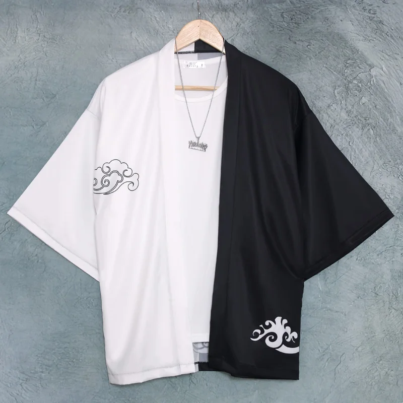 Traditional Kimono Men Yukata Samurai Kimono Black dragon Haori Men Kimono Style Yukata Cardigan Shirts Harajuku Kimono Men