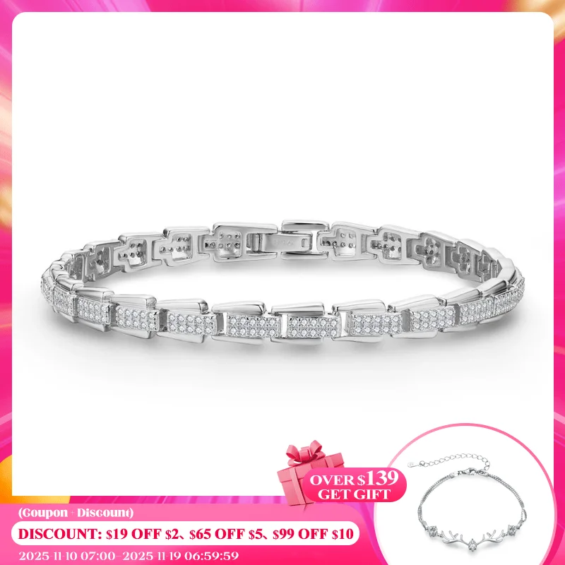 

ATTAGEMS DColor VVS1 Moissanite Bracelet for Women Man 18K Gold Plated 925 Sterling Silver Luxury Wedding Bracelets Fine Jewelry