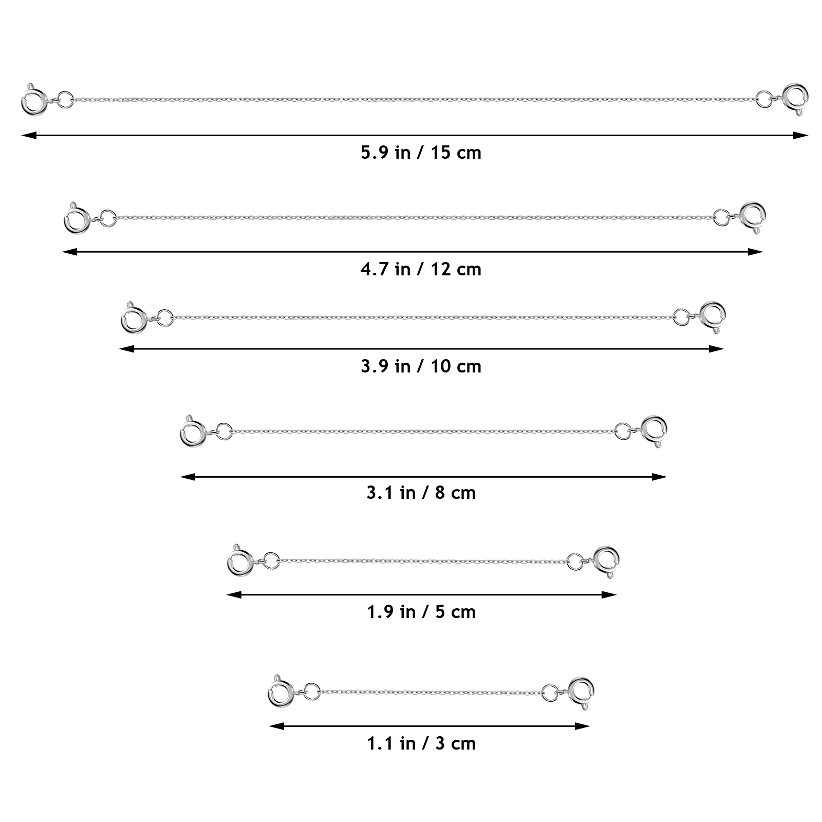 

6 pcs Silver Necklace Chain Extenders Copper Jewelry Extension Bracelet Chains DIY Making Safe Reliable Fade Resistant