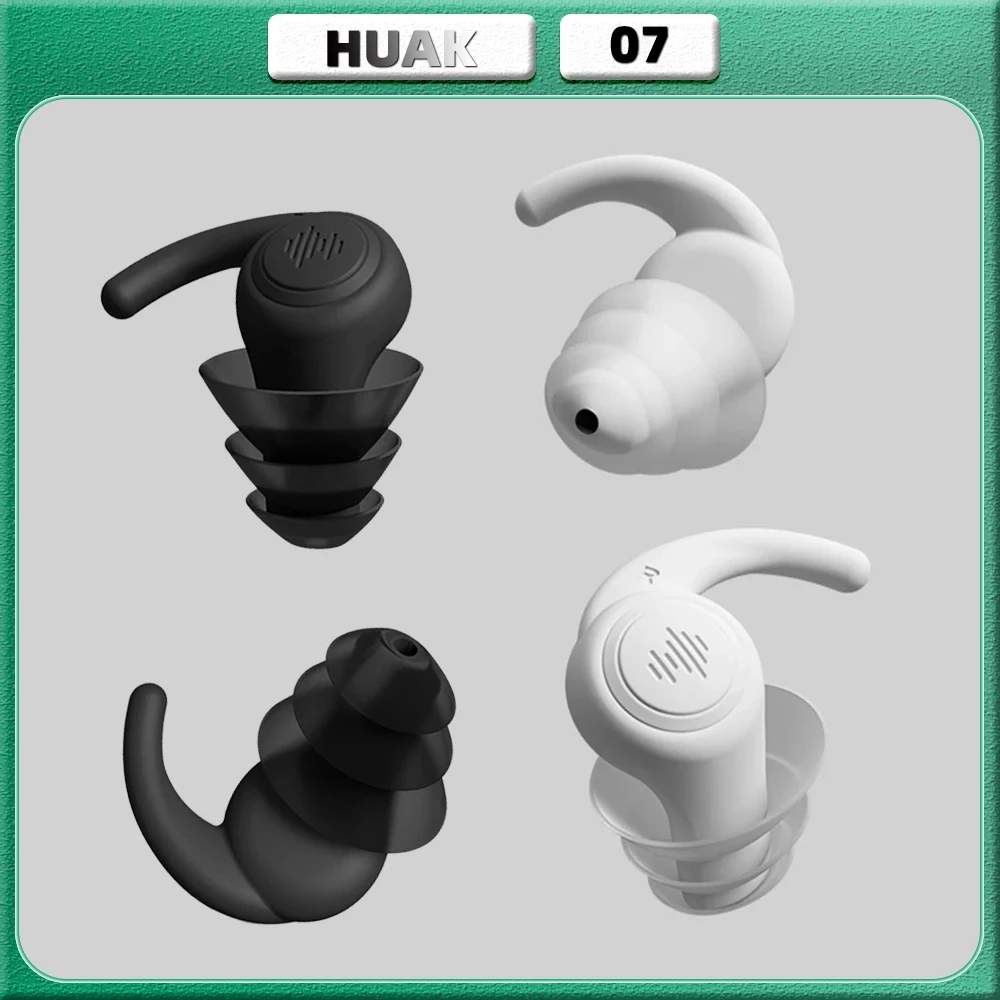 HUAK 1 Pair Soft Silicone Earplugs Noise Cancelling Reusable Anti-noise Earplug For Concerts Sleep Swimm Waterproof Ear Plugs