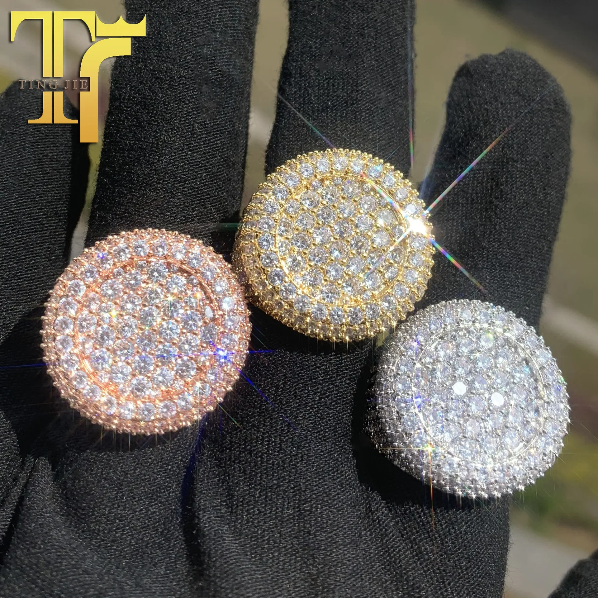 

Hip Hop Ring Round Fully Iced Zircon Fashion Women Men Rings 18K Gold Plated Copper Jewelry For Gift New 2025