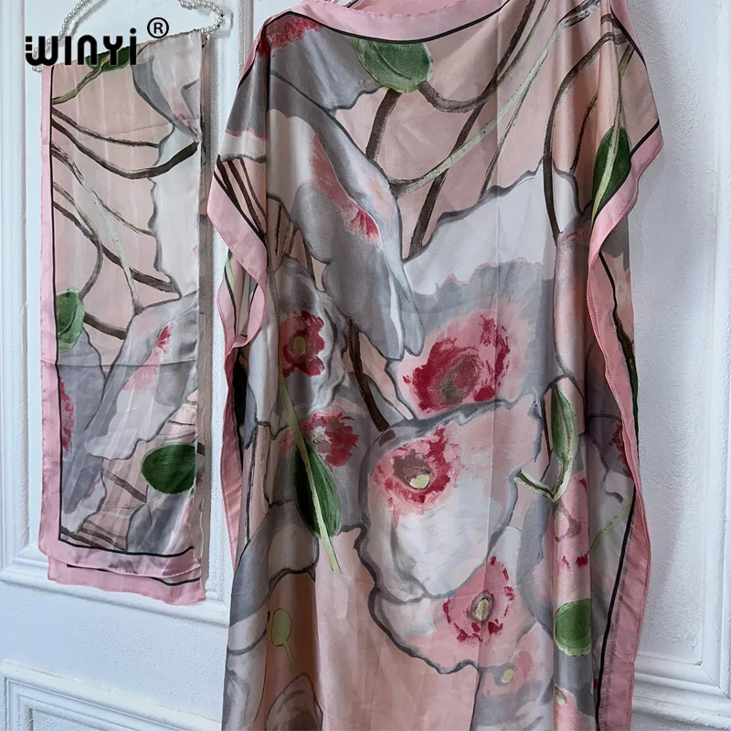 WINYI muslim african traditional dress for woman abaya dubai luxury Kaftan evening dress Elegant Maxi Length Dress beach covers
