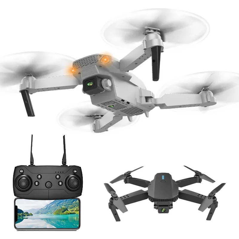 Drone quadricoptère pliable E88 avec caméra HD grand angle, WIFI FPV, caméra 4K, recommandé de tenir RC, jouet cadeau/nouveau