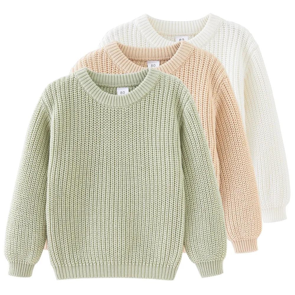 

1-6 Years Girls Sweater Pull Over Boys Solid Green Colour Undershirt Spring Tops For 1 2 3 4 5 6 Years Kids Clothes