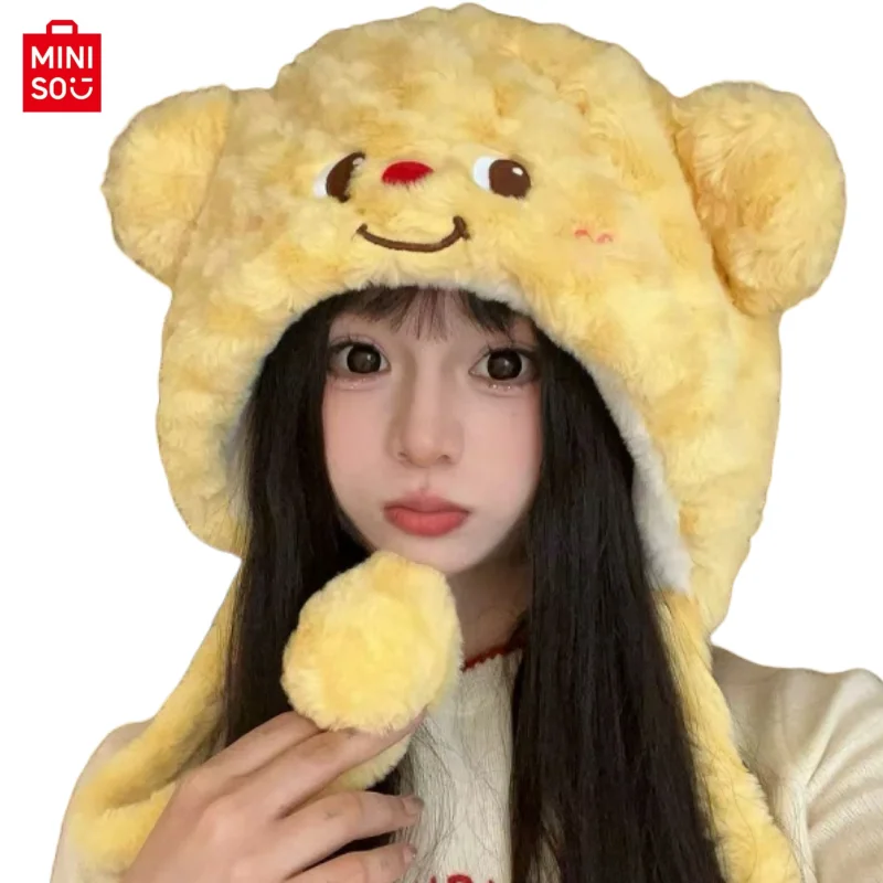 butter teddy bear cute hat for autumn and winter cycling warm ear protection windproof and cold proof cartoon thick Lei Feng hat