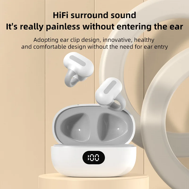 New MS8 Bluetooth Headset Single Double Clip Hanging Bone Conduction Earphones External Stereo Sound TWS True Wireless Earbuds