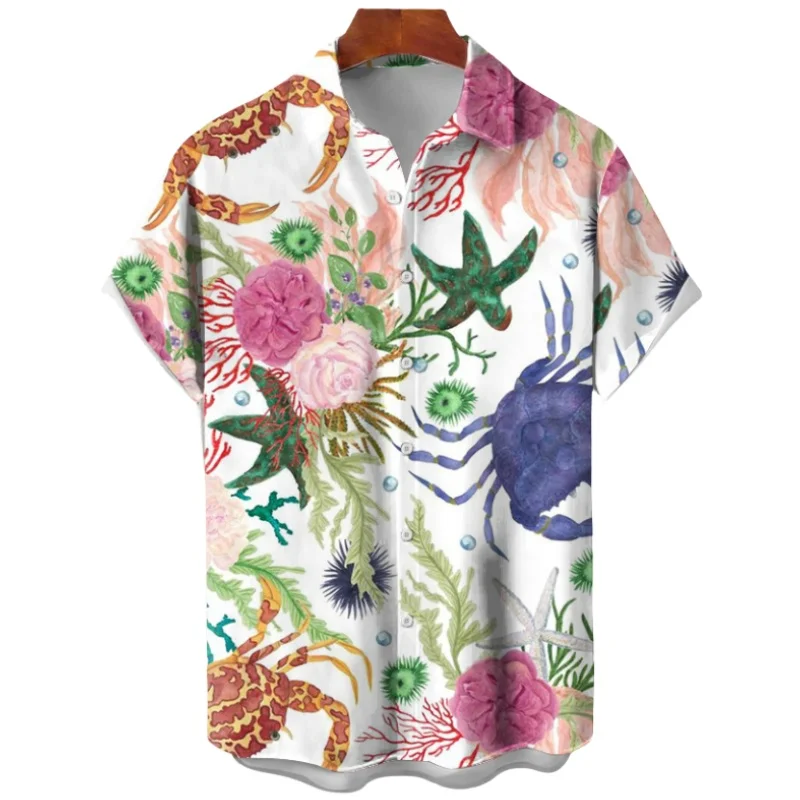 Men\'s Shirt Summer Hawaiian Shirt Patterned Shirt Aloha Shirt Landscape Stand Collar 3d Printed Casual Short Sleeve Button Print