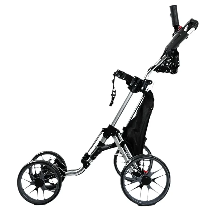 Four Wheel Golf Trolley Folding Portable and Multi Functional Vehicle Designed for Golf Course Transport