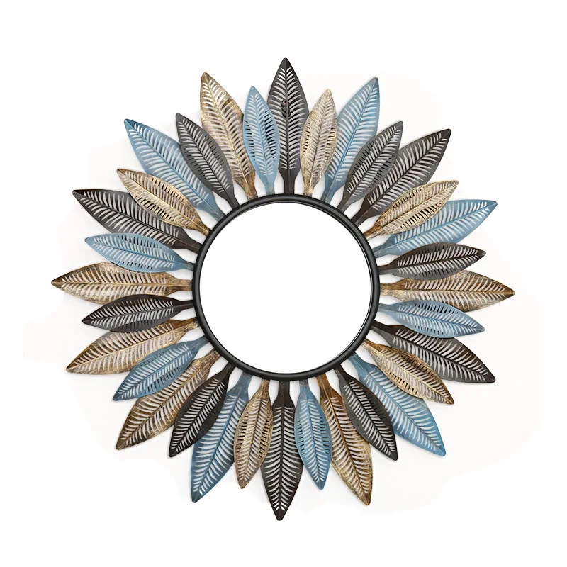 High Quality Design Decorative Metal Wall Mirror Leaf Rustic Design Wall Mirror