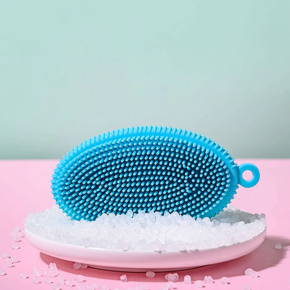 

1pc Silica Gel Bath Brush Handheld Body Cleaning Scrubber for Adults Kids Exfoliating Shower Back Massage Tool Blue Household