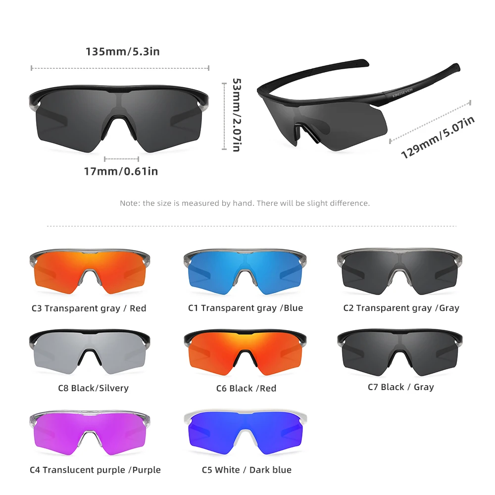 KINGSEVEN حملق الدراجات النظارات الشمسية الرجال النساء المضادة للأشعة فوق البنفسجية الاستقطاب الاتجاه في الهواء الطلق دراجة هوائية للرياضة نظارات تسلق إطار كبير #5