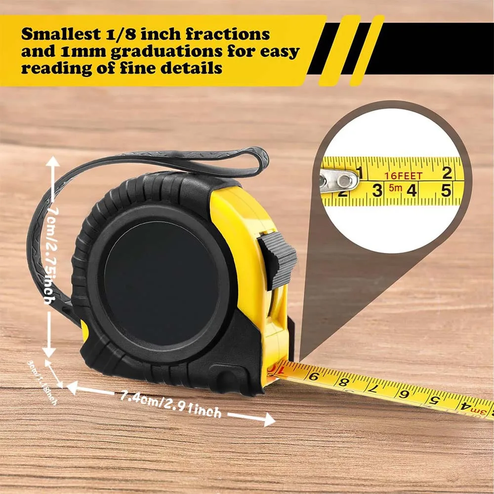 Retractable Tape Precise Clear Steel Tapeline Measure With Lanyard Measuring Rule Single Side Scale Pink Marble Letter Pattern