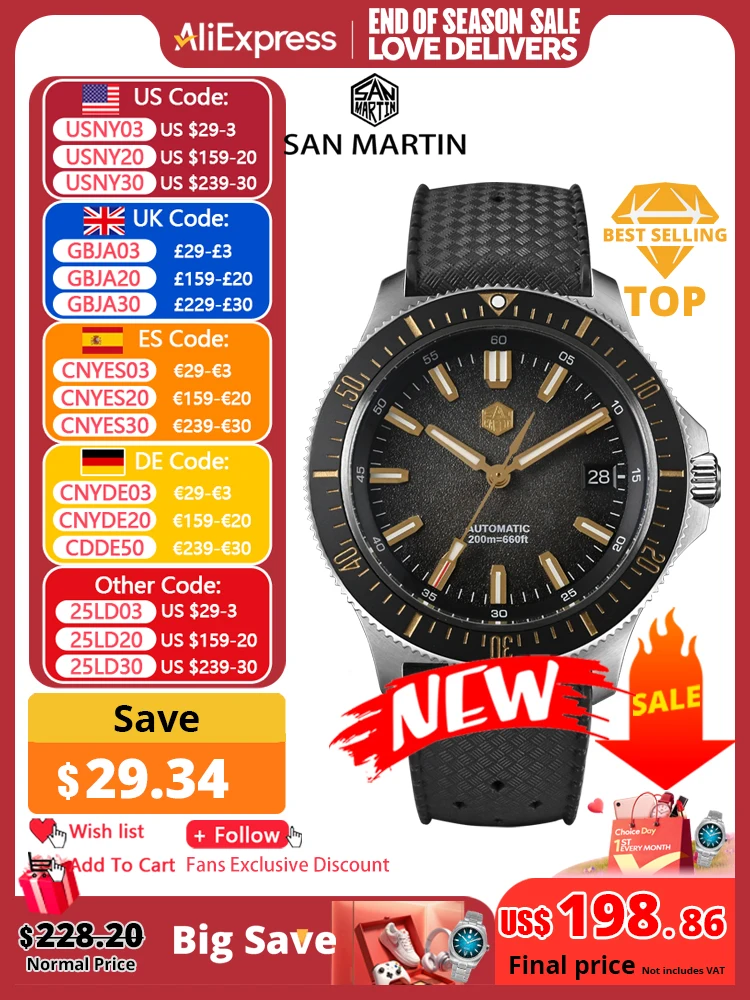 San Martin 40mm Original Design Fruit Series Dive Watch NH35 Automatic Mechanical Men Watches Waterproof 200m Luminous SN0118