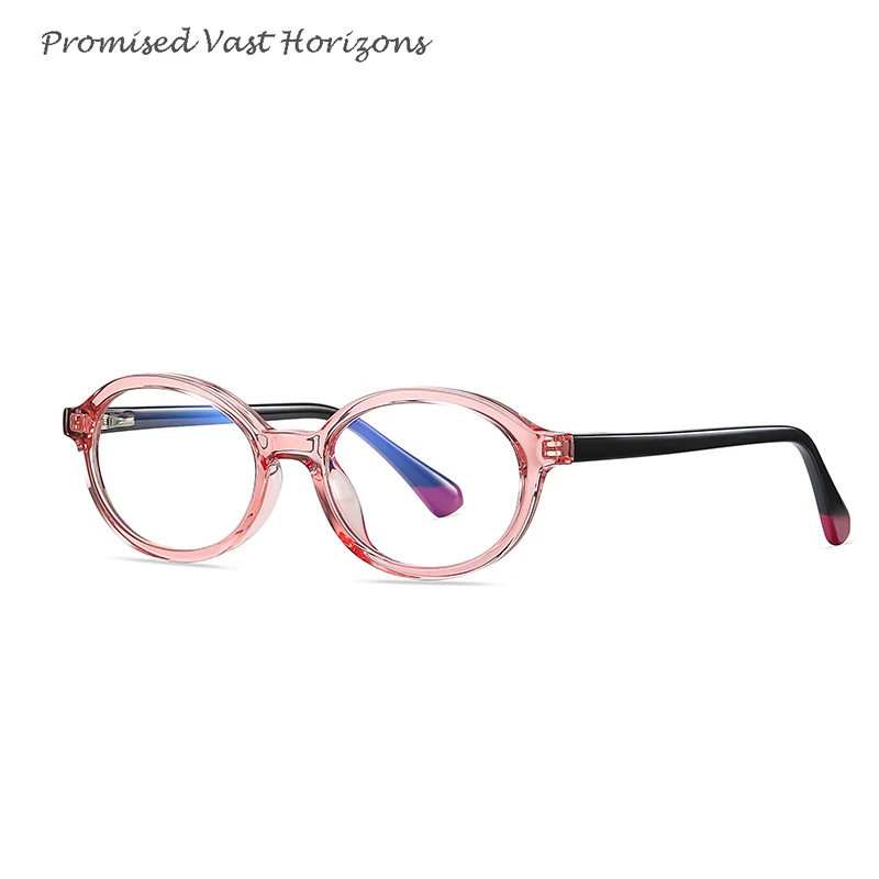 Kacamata Transparan Ungu Oval Pemblokir Cahaya Biru Anak-anak Dekorasi Bingkai Ins Fashion Remaja Dapat Dicocokkan dengan Kacamata