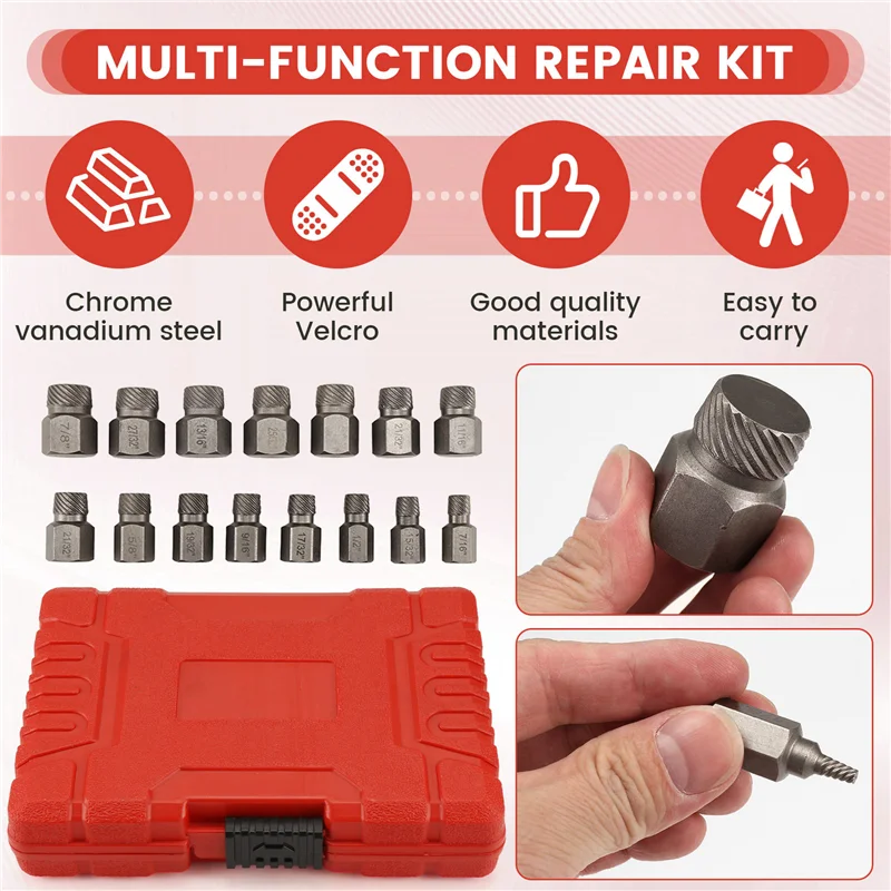 ABJO-25 ชิ้นสกรู Extractors Hex Shank Imperial Screw Remover เครื่องมือสําหรับสกรูที่เสียหาย Bolts Extractor เครื่องมือ
