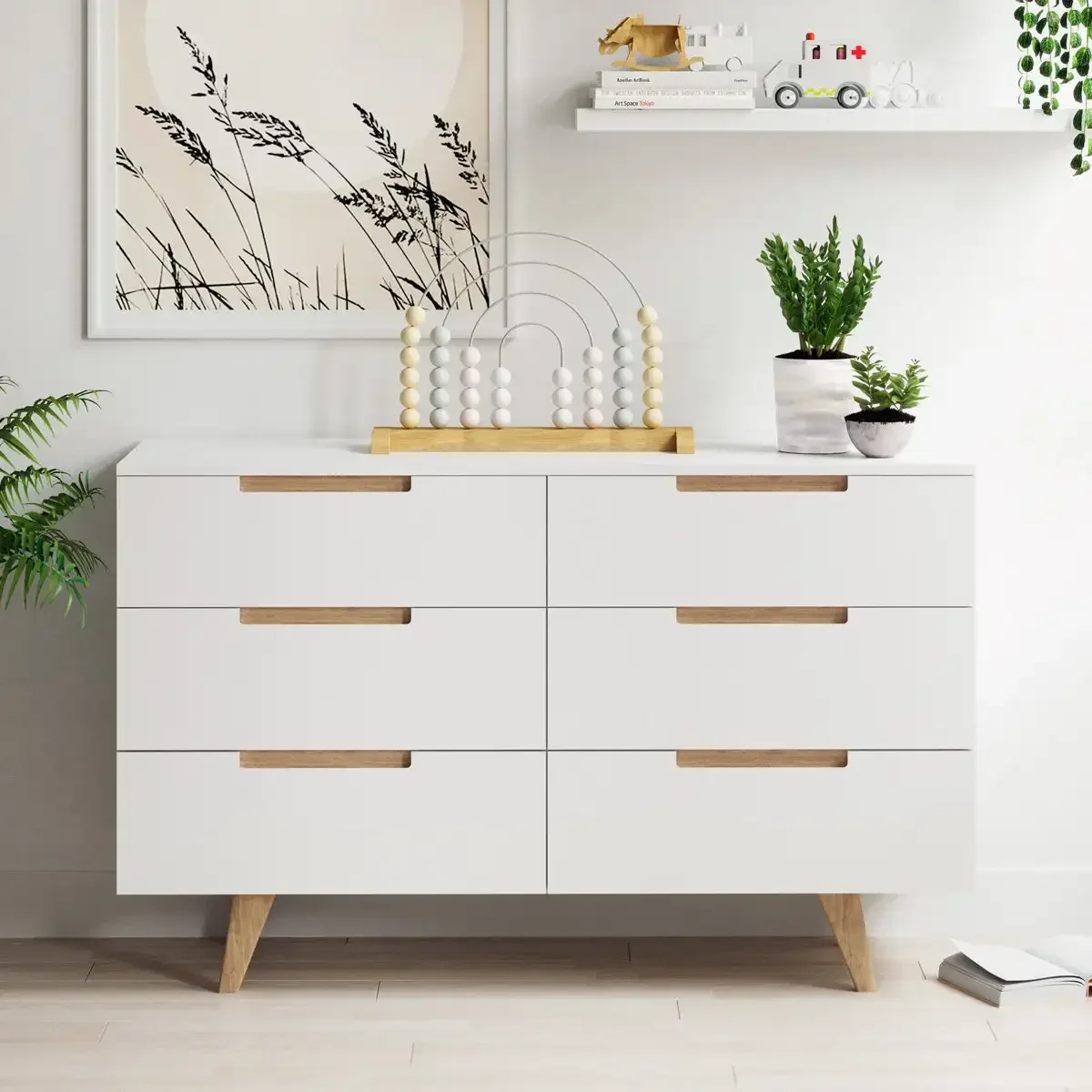 # Wooden 6 Chest Of Drawers White Six Drawer Wooden Dresser Lowboy Chest With Solid Oak Legs #
