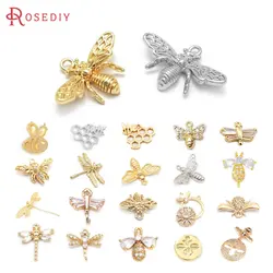 18K Gold Color Brass Bee Dragonfly Charms Pendants High Quality Jewelry Necklaces Earrings Making Supplies Findings Accessories