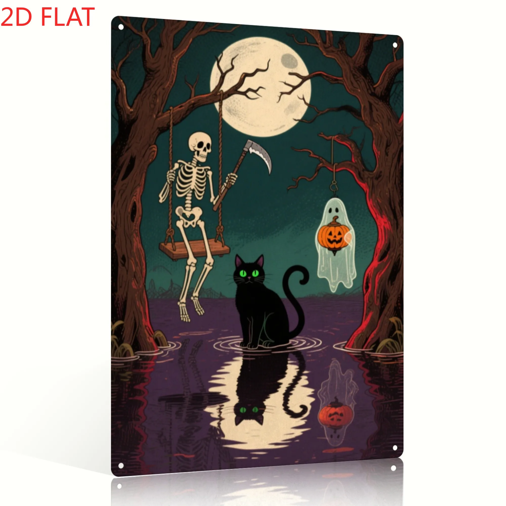 Halloween Skeleton Decoration - Metalowy, dekoracyjny znak na Halloween –