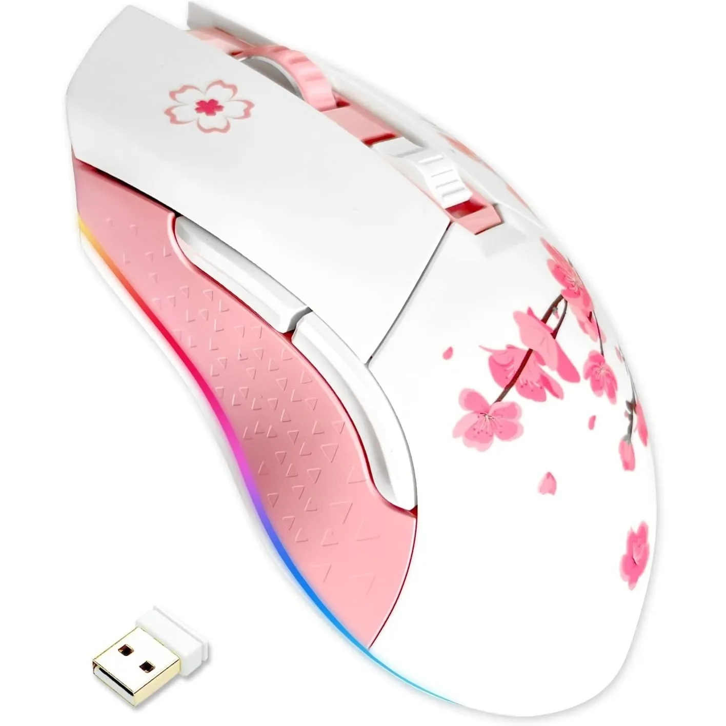 DAREU Sakura – souris de jeu filaire sans fil rose, double Mode, Rechargeable, 7 boutons DPI RGB et 7 DPI réglables pour PC portable Mac