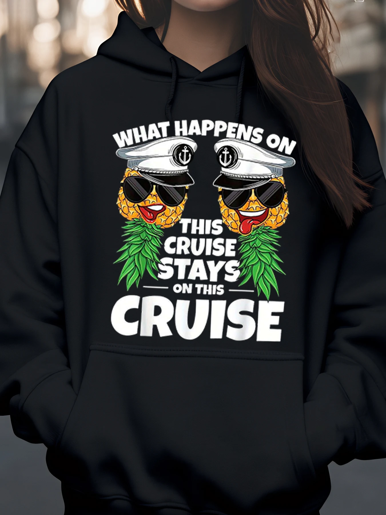 طباعة كابتن الأناناس ماذا يحدث في هذا الرحلة البحرية وي يبقى على ملابس حفلات كروز هوديي كروز هذا للنساء