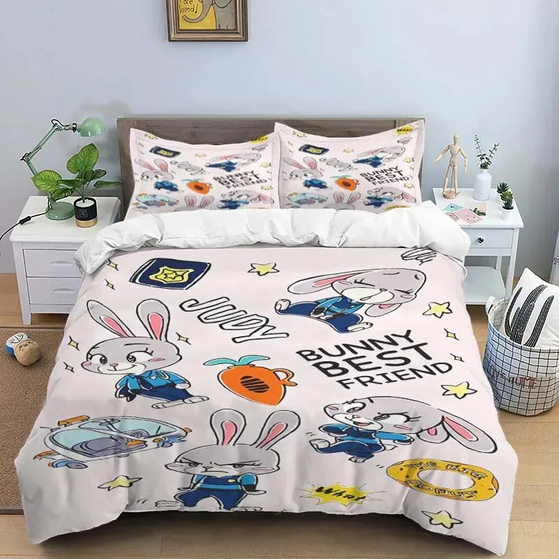 

comforter sets, Disney Zootopia cartoon duvet cover, pillow case, home room bedding set, cute three-piece set for boys and girls