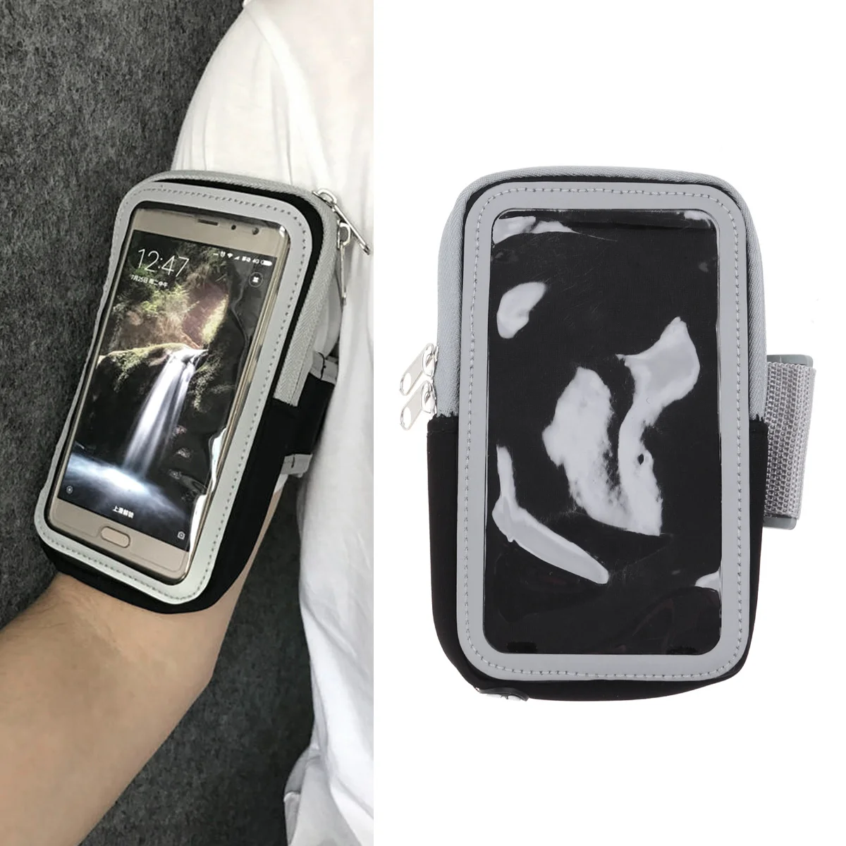 

Sports Arm Bag Waterproof Dacron Adjustable Lightweight Outdoor Running Pouch for Phone Keys Money Earphone 6 Inch