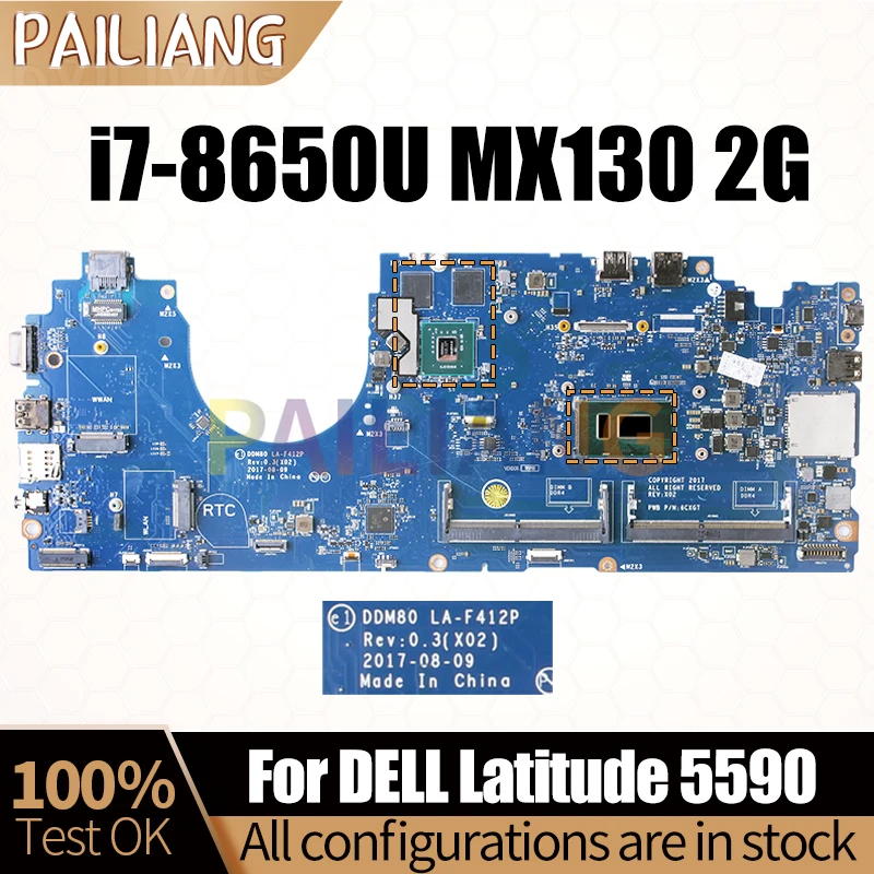 Per la scheda madre del Notebook DELL Latitude 5590 LA-F412P i7-8650U MX130 2G 0630XH scheda madre del computer portatile completamente testata