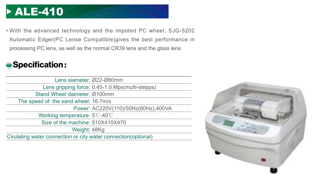 ALE-410 Optical Lens Edging Machine Lab Equipment Auto Lens Edger Machine For Pc/cr/gl Lenses