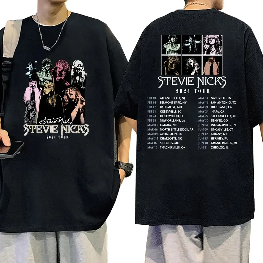 2024 New Stevie Nicks Tour Print T Shirts Men Women Rock Hip Hop Vintage T-shirt High Quality Oversized Cotton Tshirt Streetwear