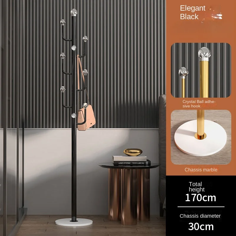 Light Luxury Floor Standing Coat Rack, Modern and Simple Vertical Hanger, Home Bedroom Living Room Crystal Ball Hanger