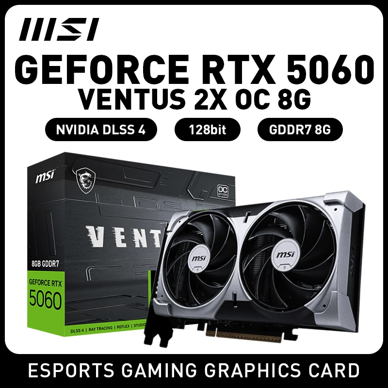 بطاقة رسومات الألعاب MSI RTX5060 8G VENTUS 2X OC NVIDIA GeForce RTX 5060 8GB GDDR7 128Bit 8Pin بطاقة فيديو لسطح المكتب placa de