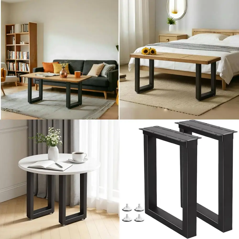 

19 Inch Black Metal Coffee Table Legs, Heavy Duty for Furniture, DIY End Side Tables, Benches, Desks, Nightstands