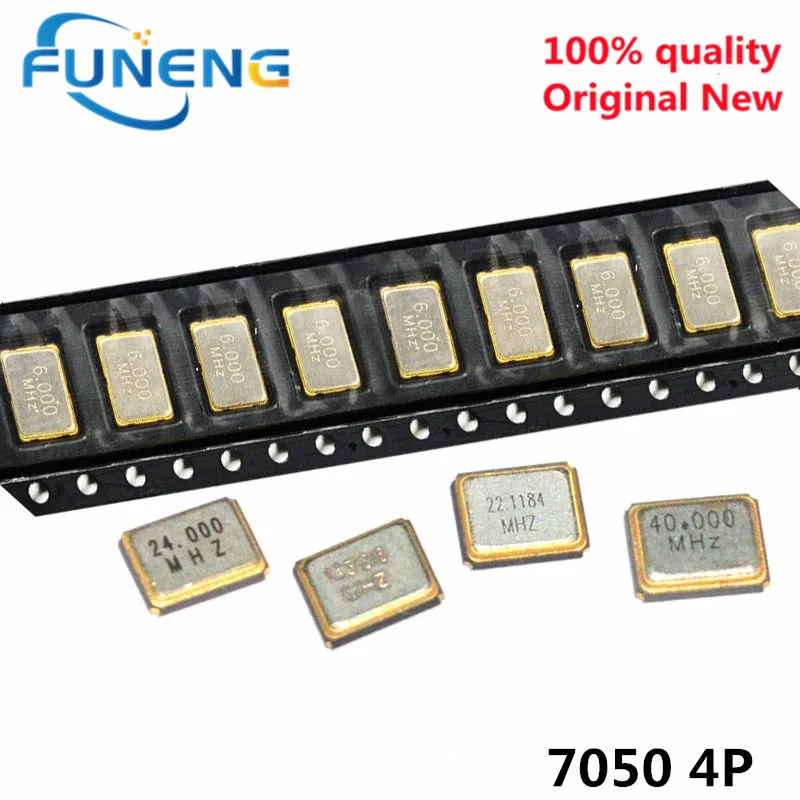 5PCS 5*7mm 7050 4Pin 8MHZ 6MHZ 10MHZ 11.0592MHZ 12MHZ 16MHZ 22.1184MHZ 25MHZ 50MHz 100MHZ 125MHZ 5070 Active Crystal Oscillator