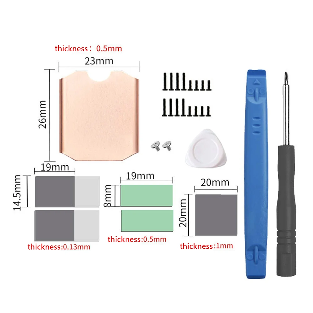 لبخار سطح السفينة M.2 2230 SSD بالوعة الحرارة النحاس مع وسادة سيليكون الحرارية الحرارة برودة المبرد المضادة للأكسدة لعبة وحدة التحكم الملحقات